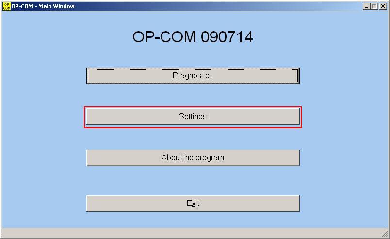 Инструкция по прошивке OP-COM - нажимаем settings
